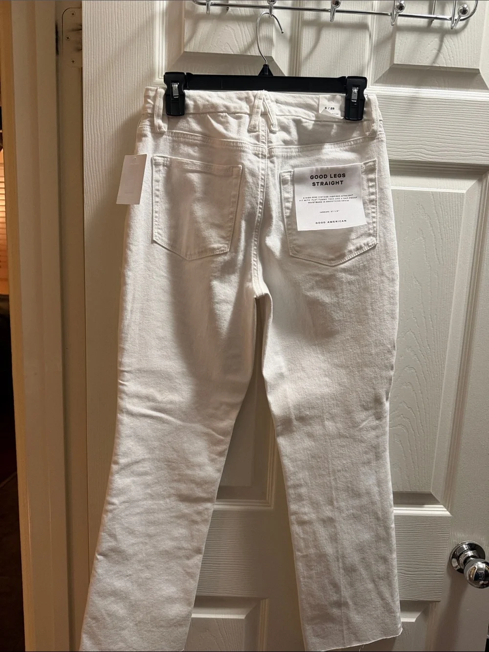 Good American White Straight-Leg Jeans